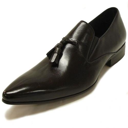 Encore By Fiesso Black Genuine Leather Pointed Toe Loafer Shoes FI3049